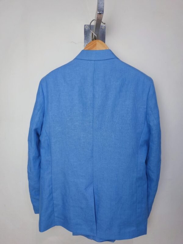 Traje completo color azul cielo en Lino / Corte clasico - Imagen 2